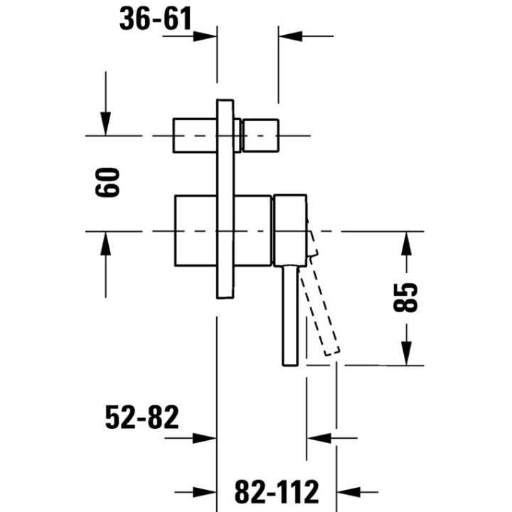 Jednouchwytowa bateria wannowa podtynkowa, Duravit Circle - Chrom błyszczący