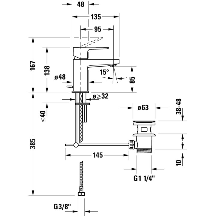 Jednouchwytowa bateria umywalkowa S, Duravit Manhattan - Chrom błyszczący
