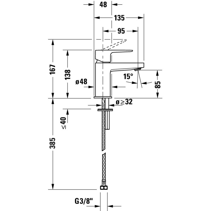 Jednouchwytowa bateria umywalkowa S FreshStart, Duravit Manhattan - Chrom błyszczący