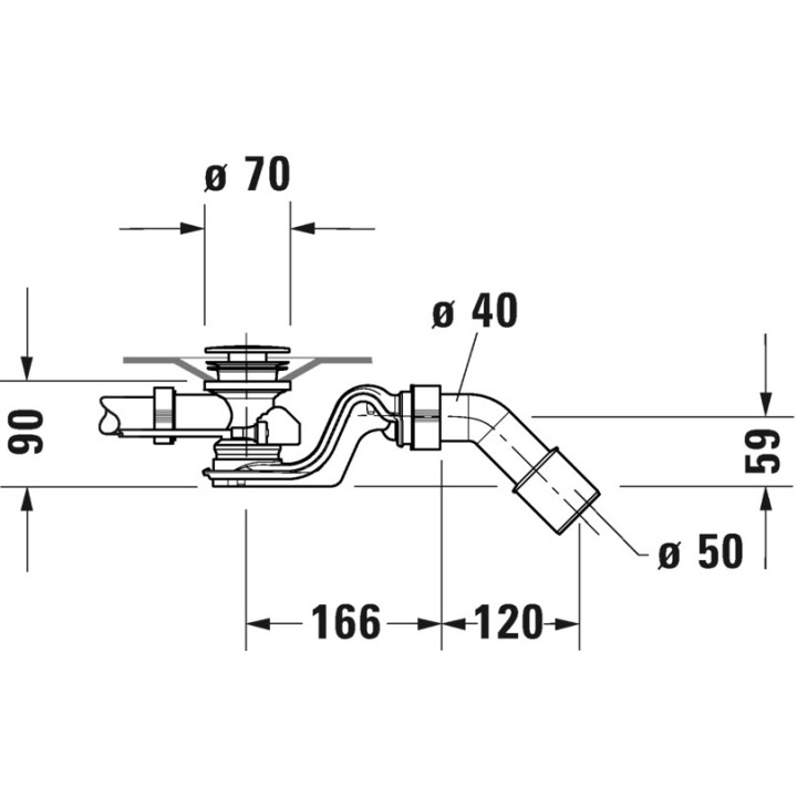 Zestaw przelewowo-odpływowy Duravit Quadroval - Chrom