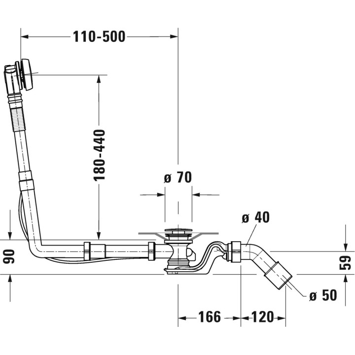 Zestaw przelewowo-odpływowy Duravit Quadroval - Chrom