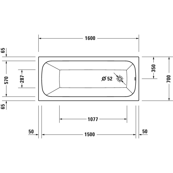 Wanna z hydromasażem 160x70cm, Duravit Qatego, Combi-System P- Biała