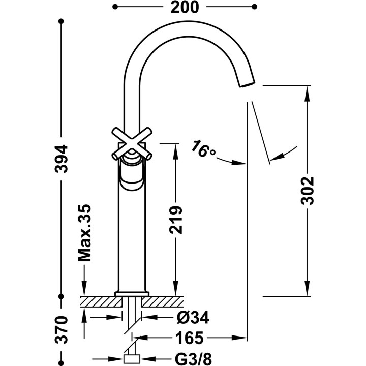 Bateria dwuuchwytowa XXL umywalkowa, TRES MONTBLANC - 24-K Matowe różowe złoto 