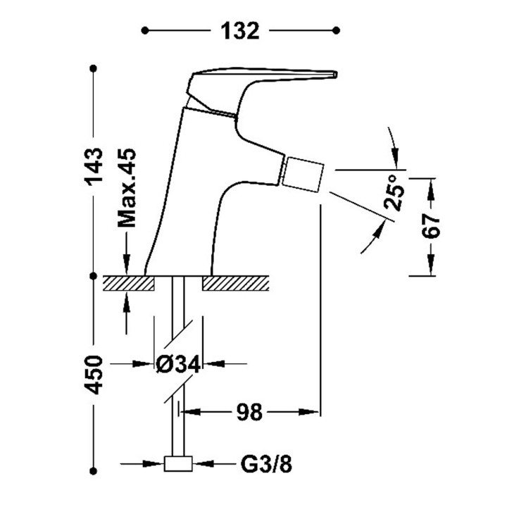 Bateria jednouchwytowa do bidetu, TRES FUJI - Czerń Matowa