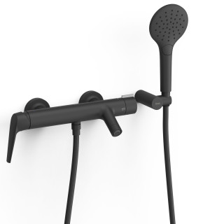 Bateria jednouchwytowa ścienna wannowa i prysznicowa, TRES FUJI - Czerń Matowa