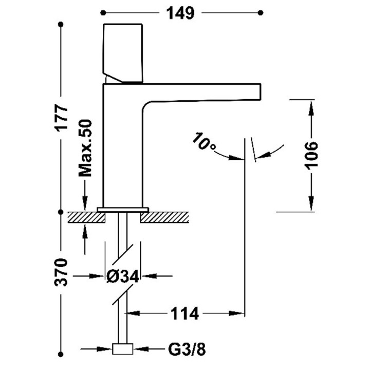 Bateria jednouchwytowa umywalkowa, TRES PROJECT-TRES - 24-K Matowe różowe złoto 