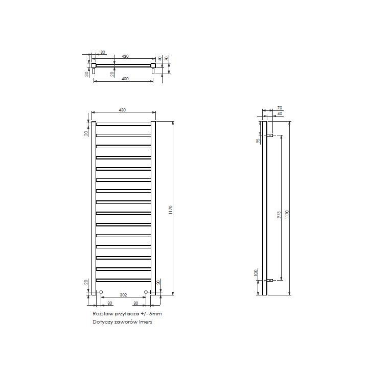 Grzejnik Imers Pinea 1 43x100 cm - biały