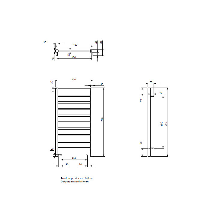 Grzejnik Imers Tell 2 43x94 cm - kolor niestandardowy