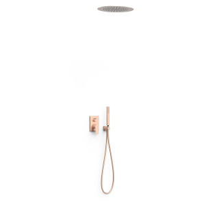 Zestaw baterii jednouchwytowej podtynkowej 2-drożnej Rapid-box prysznicowej, TRES PROJECT-TRES - 24-K Matowe różowe złoto