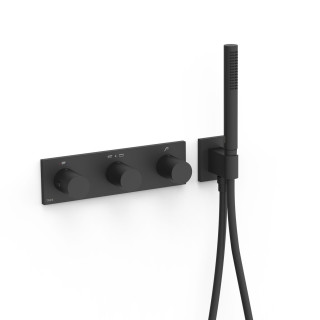 Bateria termostatyczna podtynkowa 3-drożna, TRES B-SYSTEM - Czerń Matowa