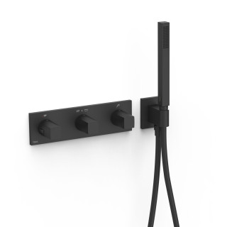 Bateria termostatyczna podtynkowa 3-drożna, TRES B-SYSTEM - Czerń Matowa