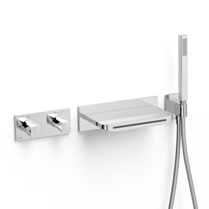Zestaw baterii termostatycznej podtynkowej 2-drożnej wannowej i prysznicowej, TRES B-SYSTEM - Chrom  