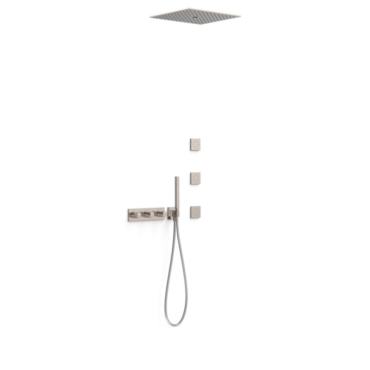 Zestaw baterii termostatycznej podtynkowej 4-drożnej prysznicowej, TRES B-SYSTEM - Stal