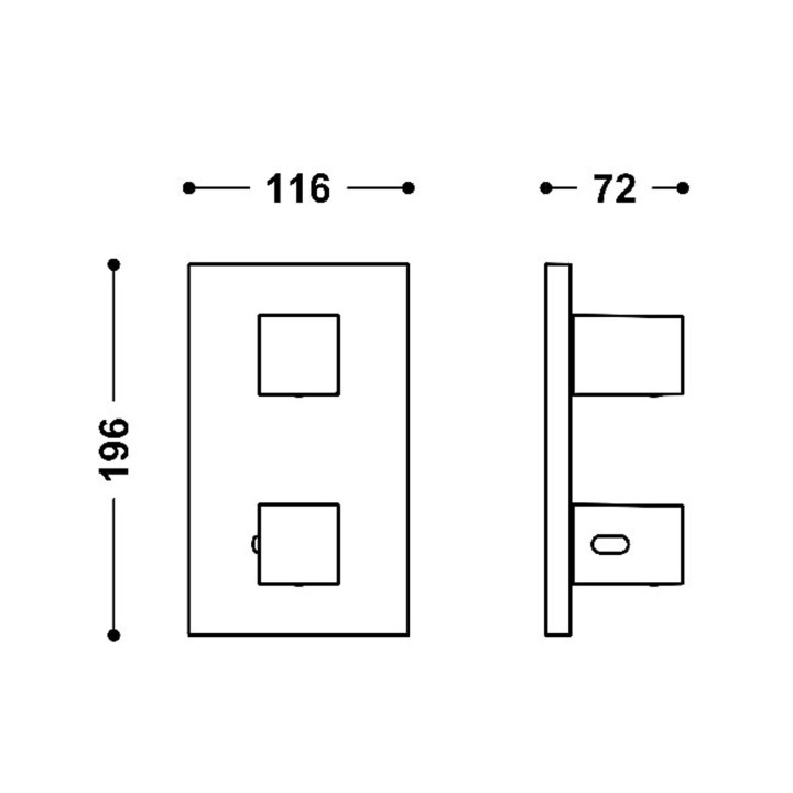 Maskownica do wpuszczanego korpusu 2-drożnego, TRES THERM-BOX - 24-K Złoto Matowe