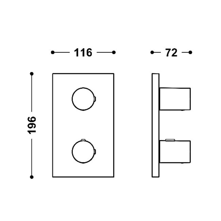 Maskownica do wpuszczanego korpusu 2-drożnego, TRES  THERM-BOX - Czerń Matowa