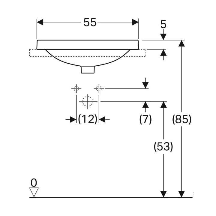 Umywalka wpuszczana w blat 55x45cm, Geberit VariForm - Biały / KeraTect 