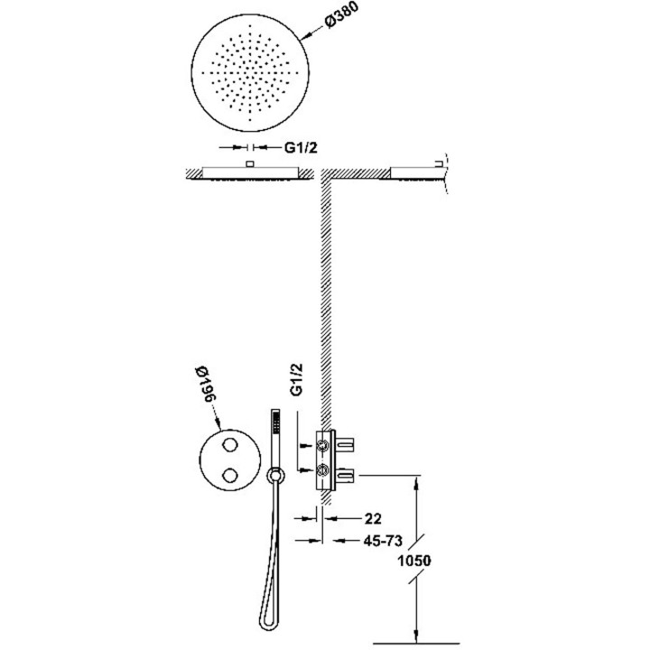 Zestaw baterii termostatycznej podtynkowej 2-drożnej prysznicowej, TRES THERM-BOX - Biel Matowa
