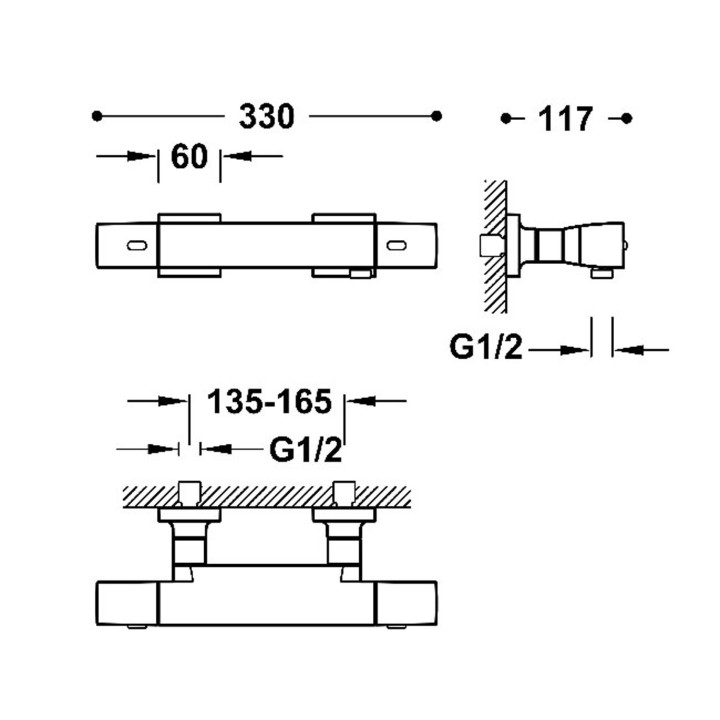 Bateria termostatyczna naścienna prysznicowa, TRES OVER-WALL - Biel Matowa