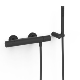 Bateria termostatyczna naścienna prysznicowa, TRES OVER-WALL - Czerń Matowa