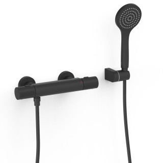 Bateria termostatyczna naścienna prysznicowa, TRES OVER-WALL - Czerń Matowa