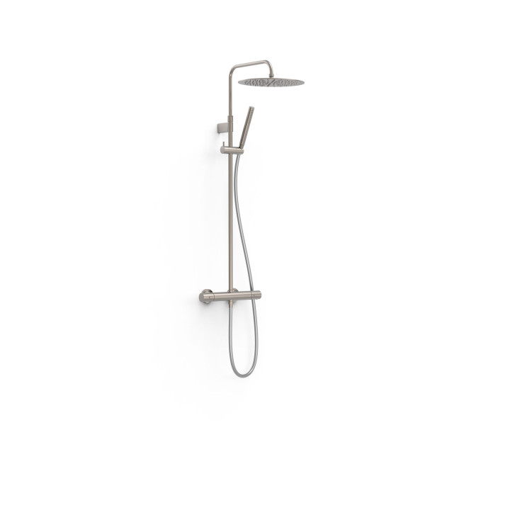 Zestaw baterii termostatycznej naściennej 2-drożnej prysznicowej, TRES OVER-WALL - Stal