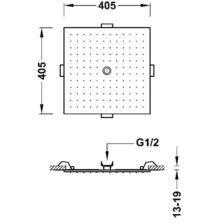 Deszczownica podtynkowa sufitowa, TRES COMPL DUCHA - 24-K Różowe Złoto