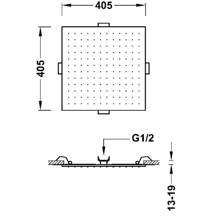 Deszczownica podtynkowa sufitowa, TRES COMPL DUCHA - Stal