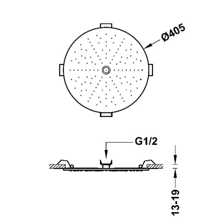 Deszczownica podtynkowa sufitowa, TRES COMPL DUCHA - Biel Matowa