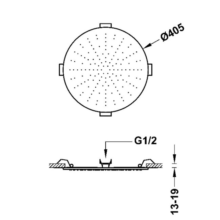 Deszczownica podtynkowa sufitowa, TRES COMPL DUCHA - Czerń Metalizowana