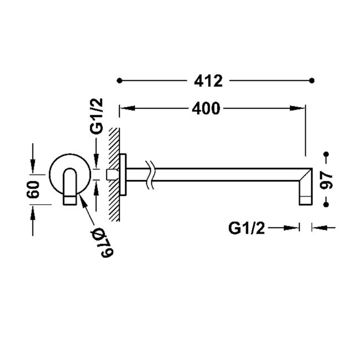 Ramię naścienne, TRES COMPL DUCHA - 24-K Matowe różowe złoto