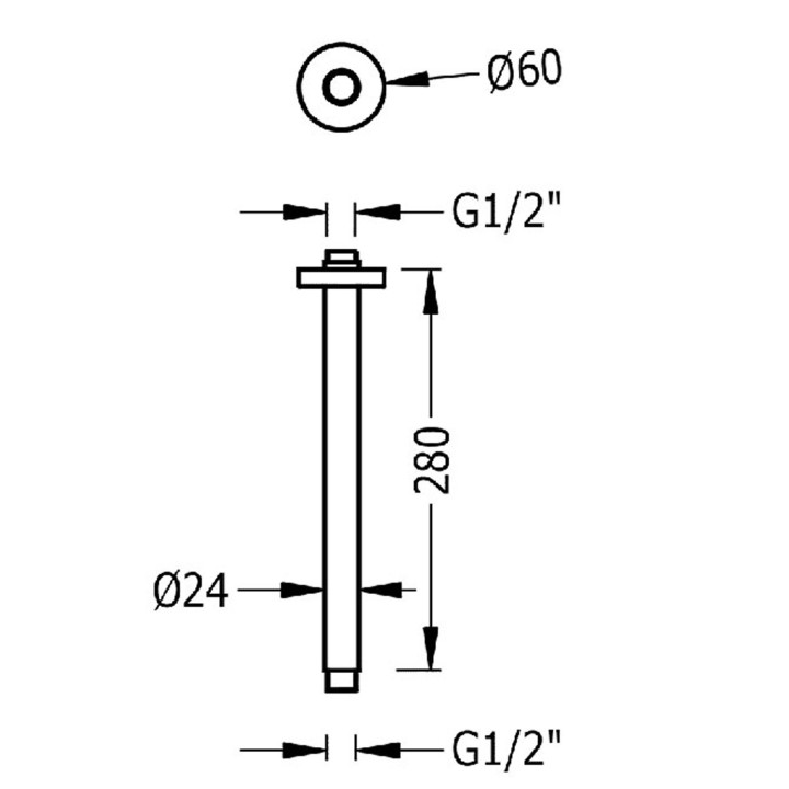 Ramię sufitowe, TRES COMPL DUCHA - 24-K Różowe Złoto