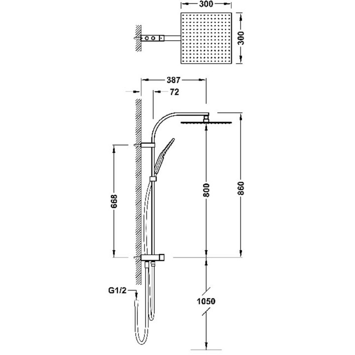Zestaw prysznicowy przystosowany do każdej baterii, TRES COMPL DUCHA  - Stal