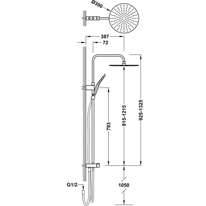 Zestaw prysznicowy przystosowany do każdej baterii, TRES COMPL DUCHA - Chrom