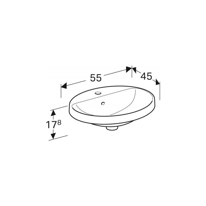 Umywalka Geberit Variform 60x40 cm wpuszczana, owalna KeraTect - biała