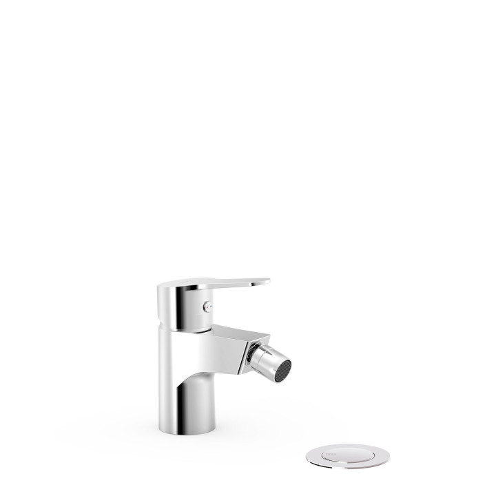 Bateria jednouchwytowa do bidetu z zaworem spustowym Click-Clack, TRES BASE - Chrom