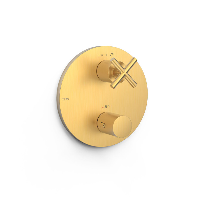 Maskownica do wpuszczanego korpusu 2-drożnego Therm-box, TRES MONT BLANC - 24-K Złoto Matowe