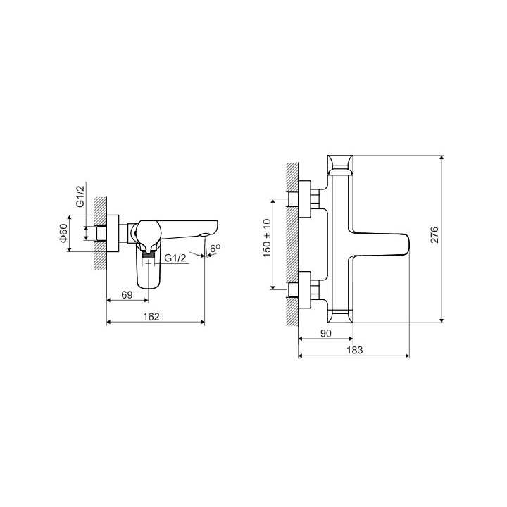 Bateria wannowa ścienna, EXCELLENT CLEVER 2.0 - Chrom