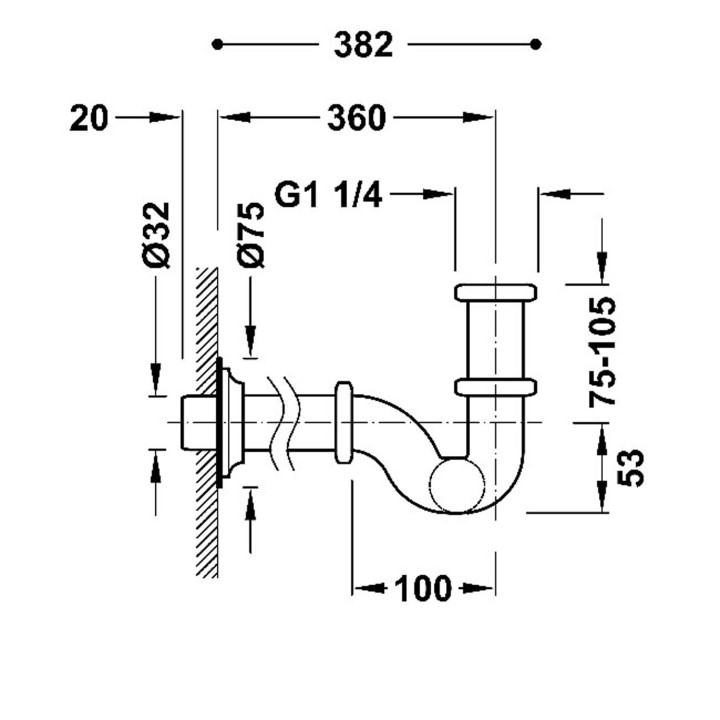 Syfon teleskopowy z regulacją do umywalki, TRES COMPL GRIFERIA - Czerń Matowa 