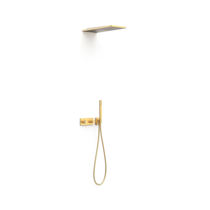 Zestaw baterii termostatycznej podtynkowej 2-drożnej B-system prysznicowej, TRES SLIM EXCLUSIVE - 24-K Złoto Matowe