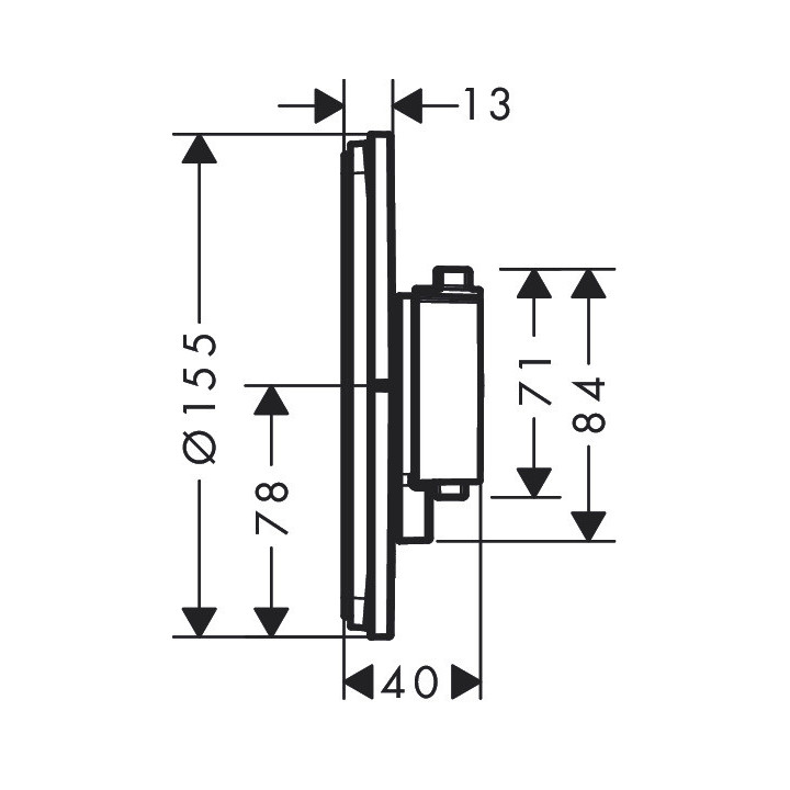 Bateria termostatyczna, podtynkowa do 1 odbiornika, Hansgrohe ShowerSelect Comfort S - Czarny Chrom Szczotkowany