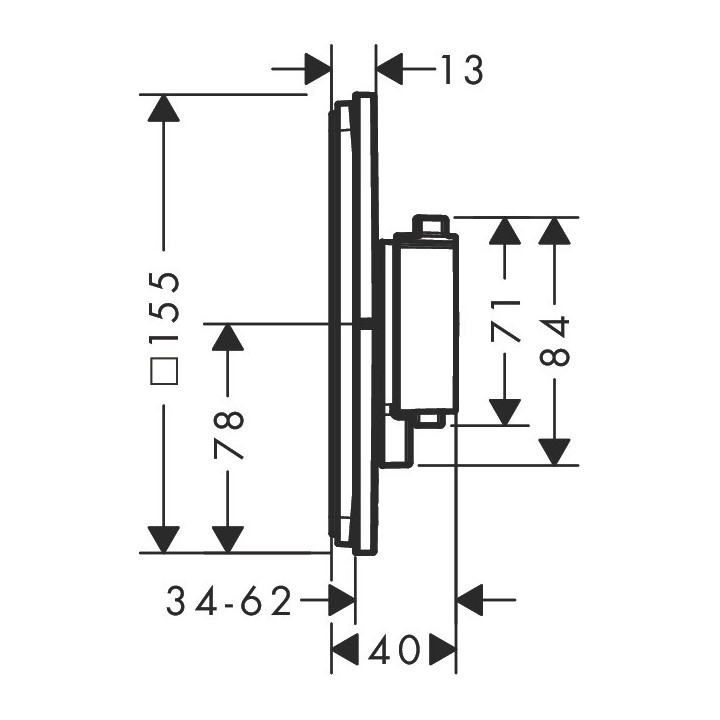 Bateria termostatyczna, podtynkowa do 2 odbiorników ze zintegrowanym systemem zabezpieczającym zgodnie z EN 1717, Hansgrohe Show