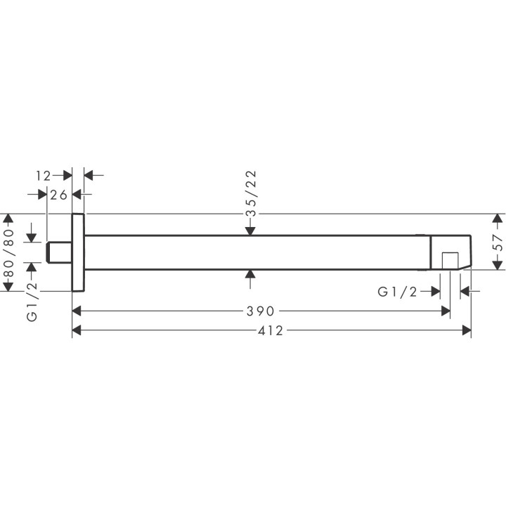 Ramię prysznicowe E 39 cm, Hansgrohe - Czarny Matowy