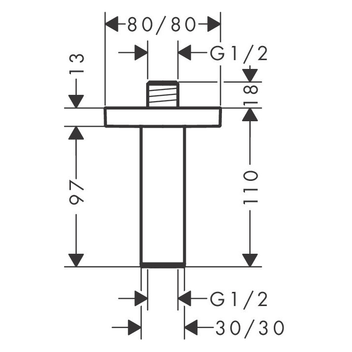 Przyłącze sufitowe E 10 cm, Hansgrohe - Brąz Szczotkowany