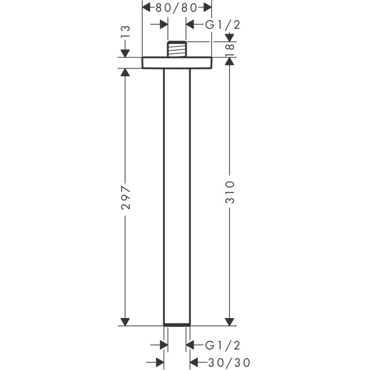 Przyłącze sufitowe E 30 cm, Hansgrohe - Chrom