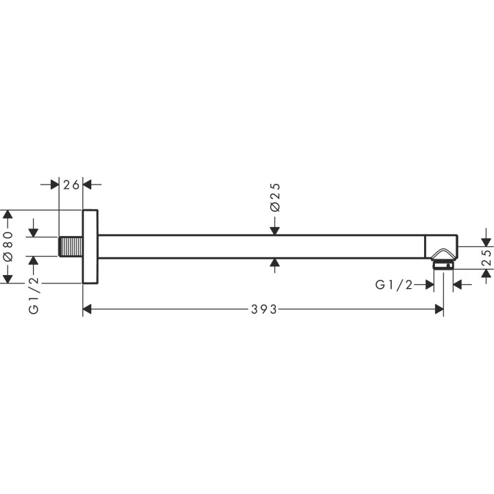 Ramię prysznicowe S 39 cm, Hansgrohe - Biały Matowy