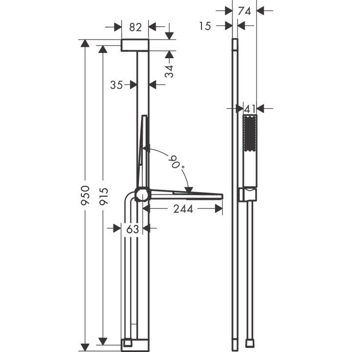 Zestaw prysznicowy 100 1jet EcoSmart+ z drążkiem 90 cm, Hansgrohe Pulsify E - Czarny Matowy