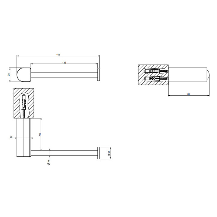 Uchwyt na papier Gessi Rilievo, ścienny, Black Metal Brushed PVD