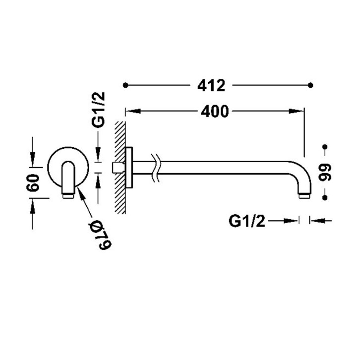 Ramię naścienne do deszczownicy, TRES - Stal