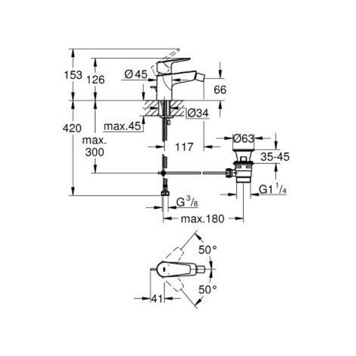 Bateria bidetowa, GROHE BAUEDGE -  chrom