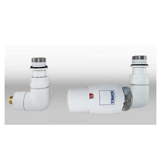 Zawór termostatyczny Komex Vision, kątowy, osiowo prawy, na instalację miedź - chrom